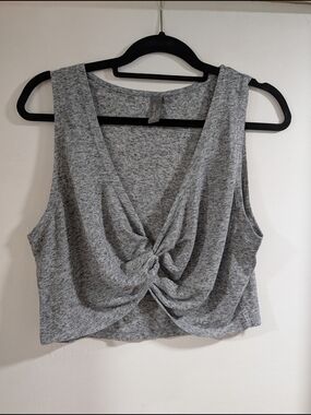 Sweaty Betty Women's Gray Twist-Front Sleeveless Top